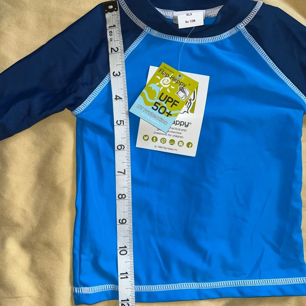 Flap Happy Kids UV 50 NWT Blue Navy Rash Guard Swim Top Size 12M
